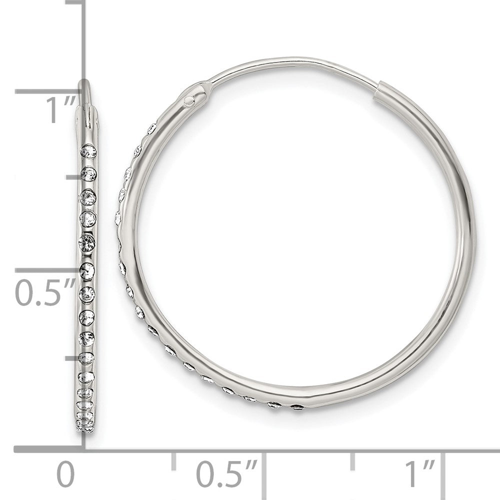 QE15812 Sterling Silver Crystal Endless Hoop Earrings
