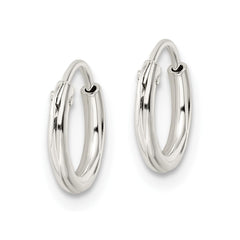 QE15813 Sterling Silver Polished 1.5x10mm Endless Tube Hoop Earrings