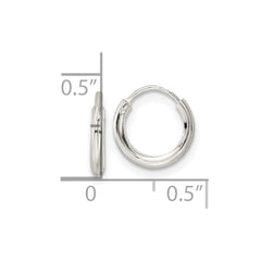 QE15813 Sterling Silver Polished 1.5x10mm Endless Tube Hoop Earrings
