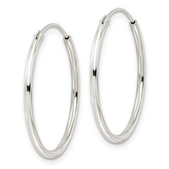 QE15815 Sterling Silver Diamond-cut 1.5x25mm Endless Tube Hoop Earrings
