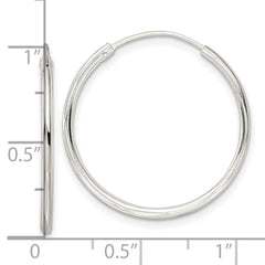 QE15815 Sterling Silver Diamond-cut 1.5x25mm Endless Tube Hoop Earrings