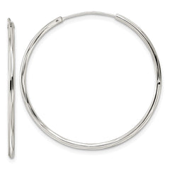 QE15816 Sterling Silver Diamond-cut 1.5x35mm Endless Tube Hoop Earrings