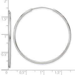 QE15817 Sterling Silver Diamond-cut 1.5x40mm Endless Tube Hoop Earrings