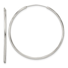 QE15817 Sterling Silver Diamond-cut 1.5x40mm Endless Tube Hoop Earrings