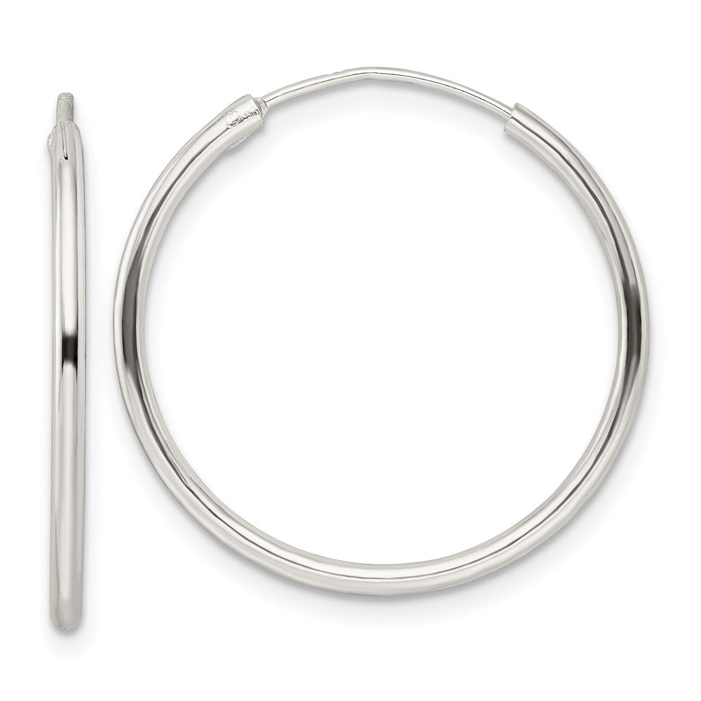 QE15818 Sterling Silver Polished Endless Hoop Earrings
