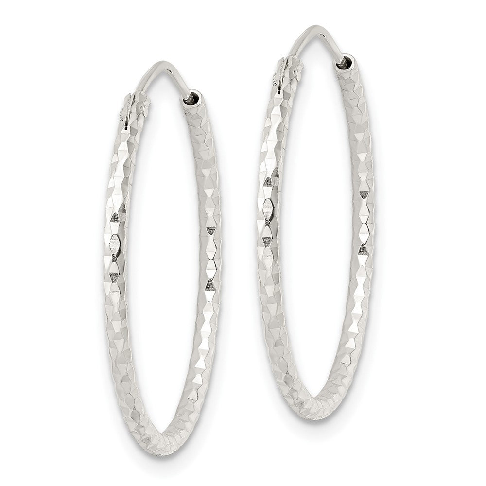 QE15819 Sterling Silver Polished D/C Endless Hoop Earrings