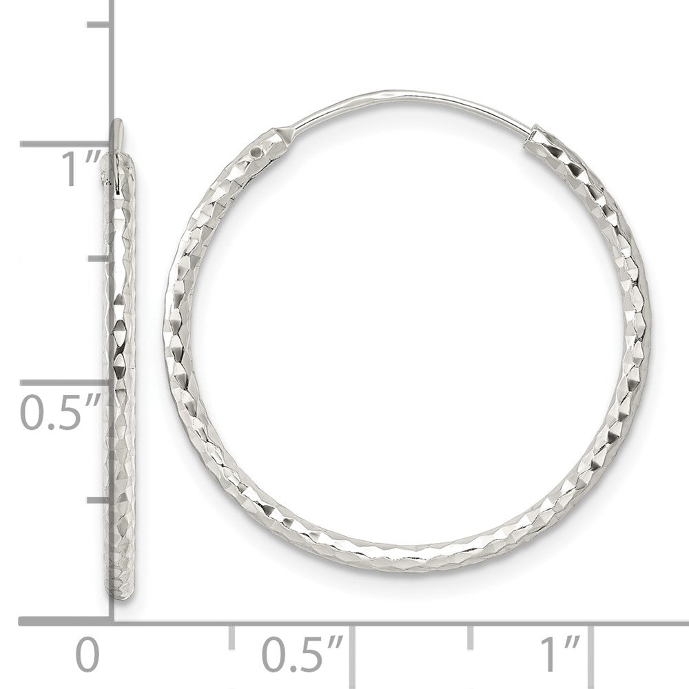 QE15819 Sterling Silver Polished D/C Endless Hoop Earrings