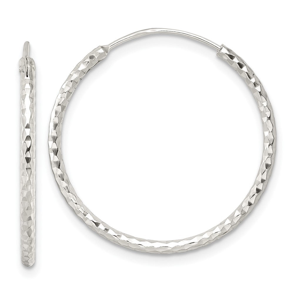 QE15819 Sterling Silver Polished D/C Endless Hoop Earrings