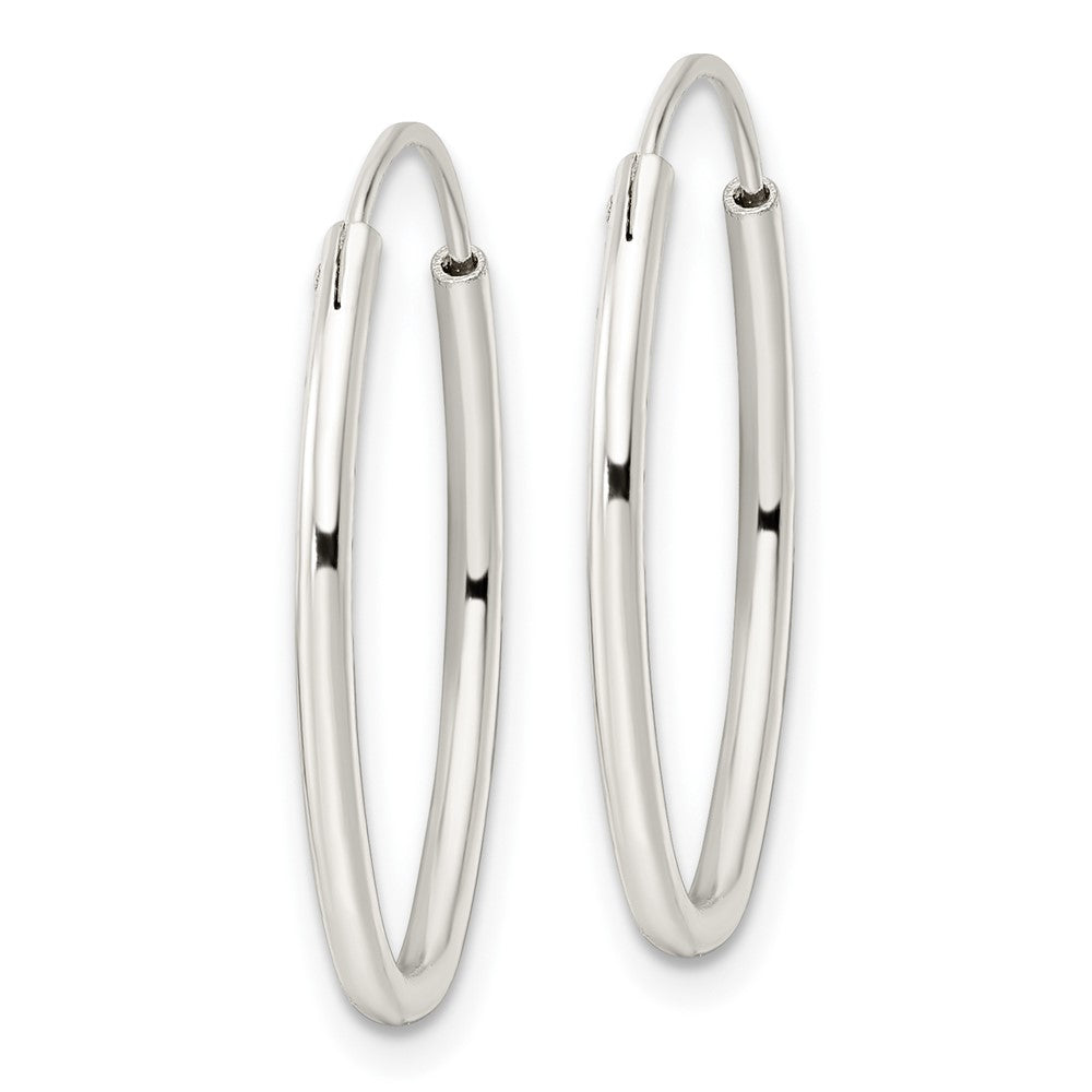 QE15820 Sterling Silver Polished Endless Oval Hoop Earrings