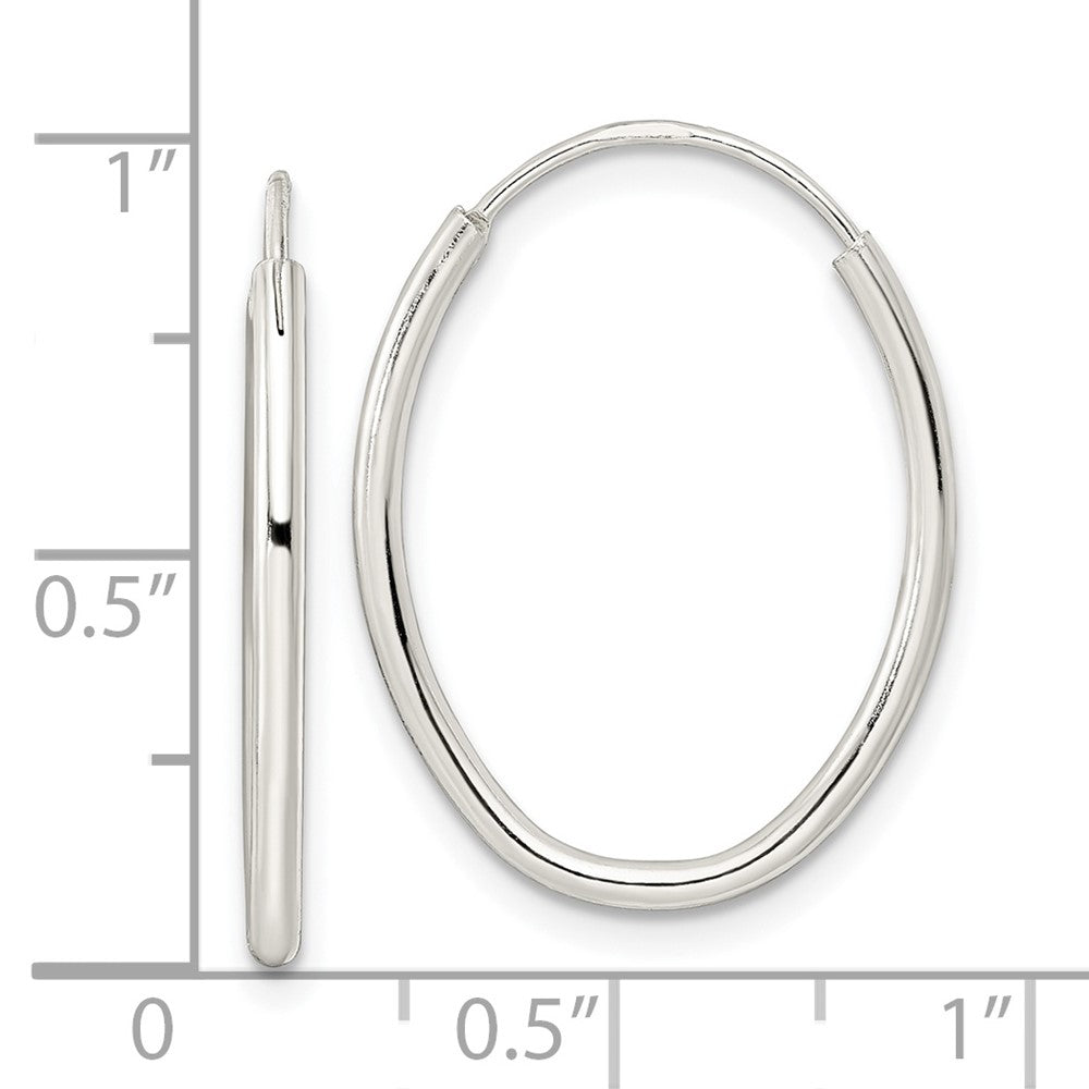 QE15820 Sterling Silver Polished Endless Oval Hoop Earrings