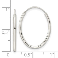 QE15820 Sterling Silver Polished Endless Oval Hoop Earrings