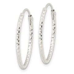 QE15821 Sterling Silver Polished D/C Oval Endless Hoop Earrings