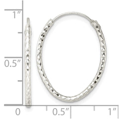 QE15821 Sterling Silver Polished D/C Oval Endless Hoop Earrings