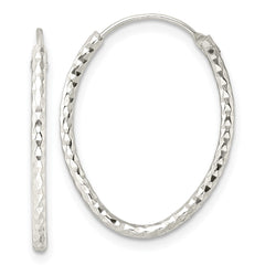 QE15821 Sterling Silver Polished D/C Oval Endless Hoop Earrings
