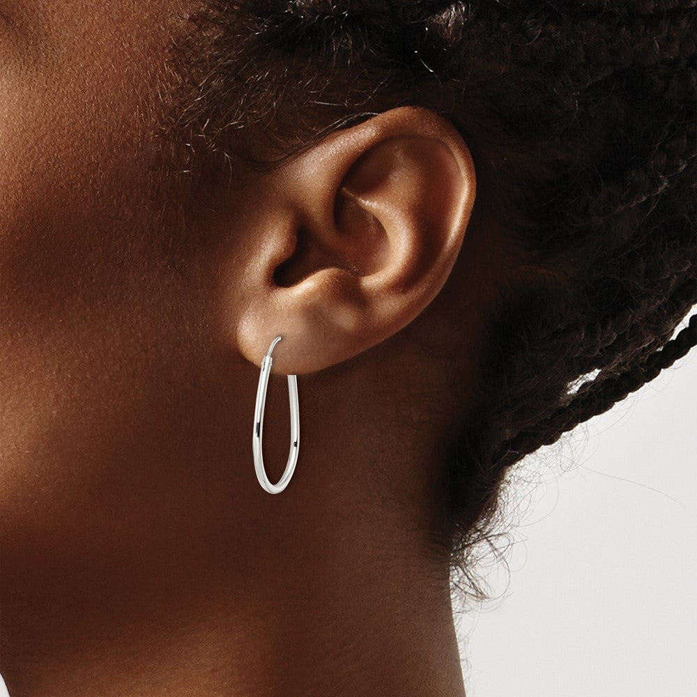 QE15822 Sterling Silver Polished Endless Teardrop Hoop Earrings