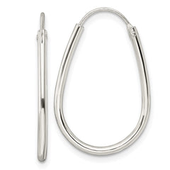 QE15822 Sterling Silver Polished Endless Teardrop Hoop Earrings