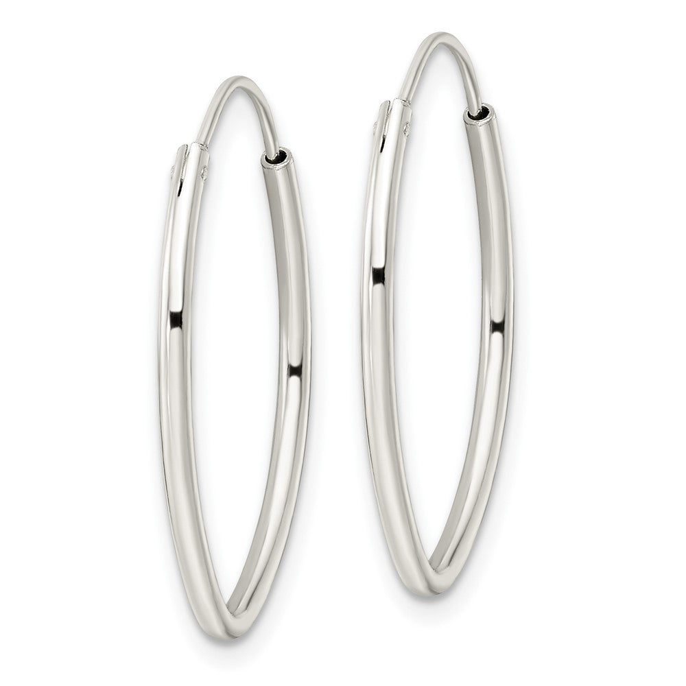 QE15824 Sterling Silver Polished Endless Oval Hoop Earrings