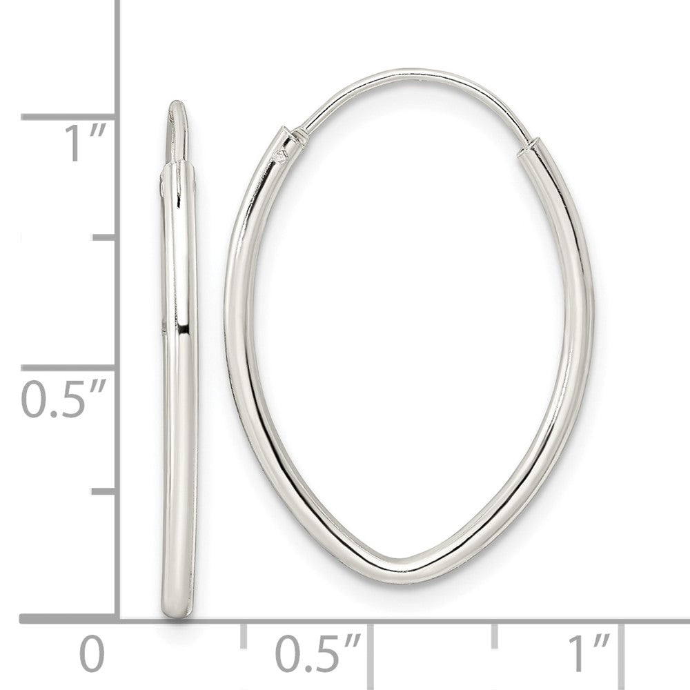 QE15824 Sterling Silver Polished Endless Oval Hoop Earrings