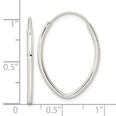 QE15824 Sterling Silver Polished Endless Oval Hoop Earrings