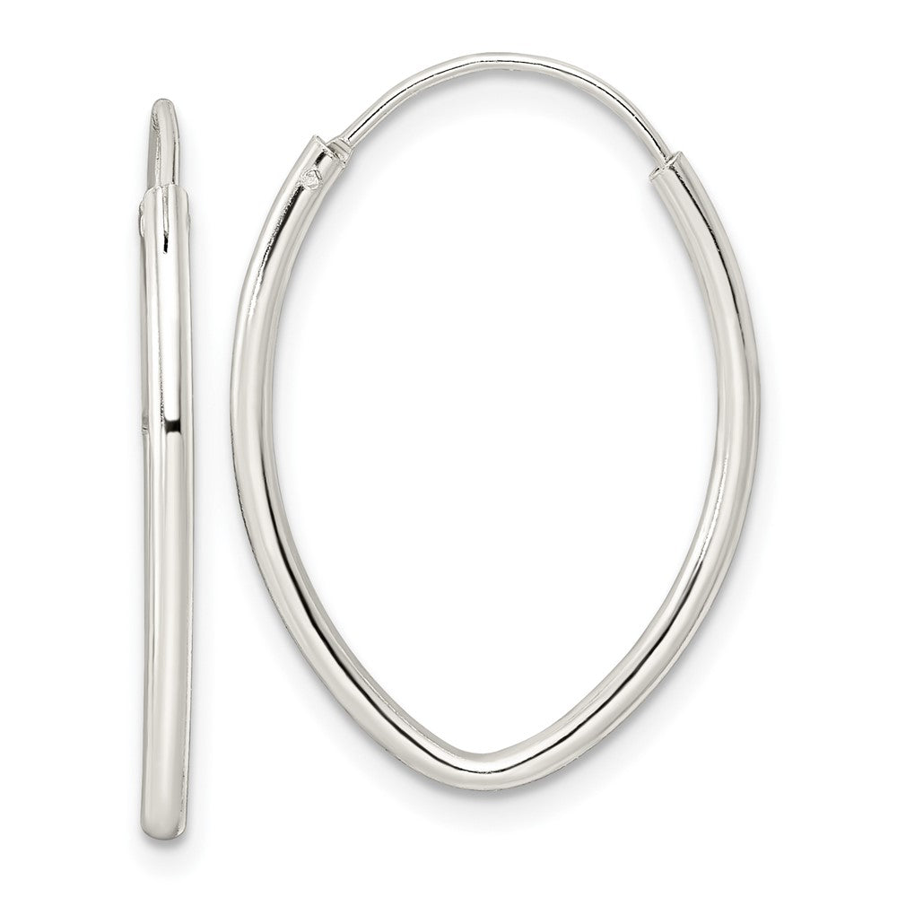 QE15824 Sterling Silver Polished Endless Oval Hoop Earrings