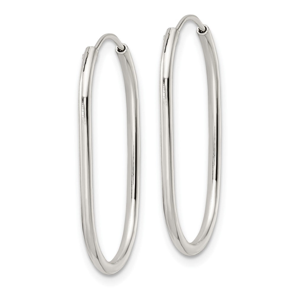 QE15826 Sterling Silver Polished Endless Oblong Hoop Earrings