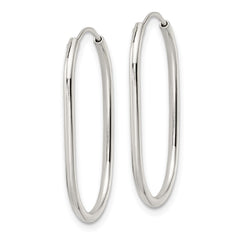 QE15826 Sterling Silver Polished Endless Oblong Hoop Earrings