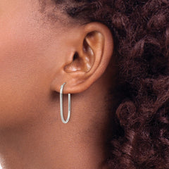 QE15826 Sterling Silver Polished Endless Oblong Hoop Earrings