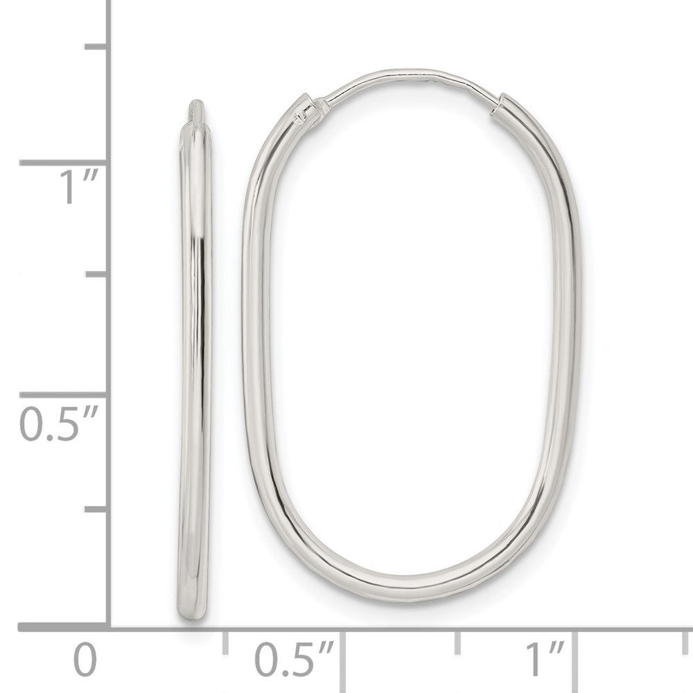 QE15826 Sterling Silver Polished Endless Oblong Hoop Earrings