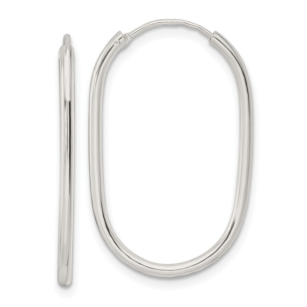 QE15826 Sterling Silver Polished Endless Oblong Hoop Earrings
