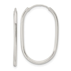 QE15826 Sterling Silver Polished Endless Oblong Hoop Earrings