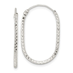 QE15827 Sterling Silver Polished & D/C Oblong Endless Hoop Earrings