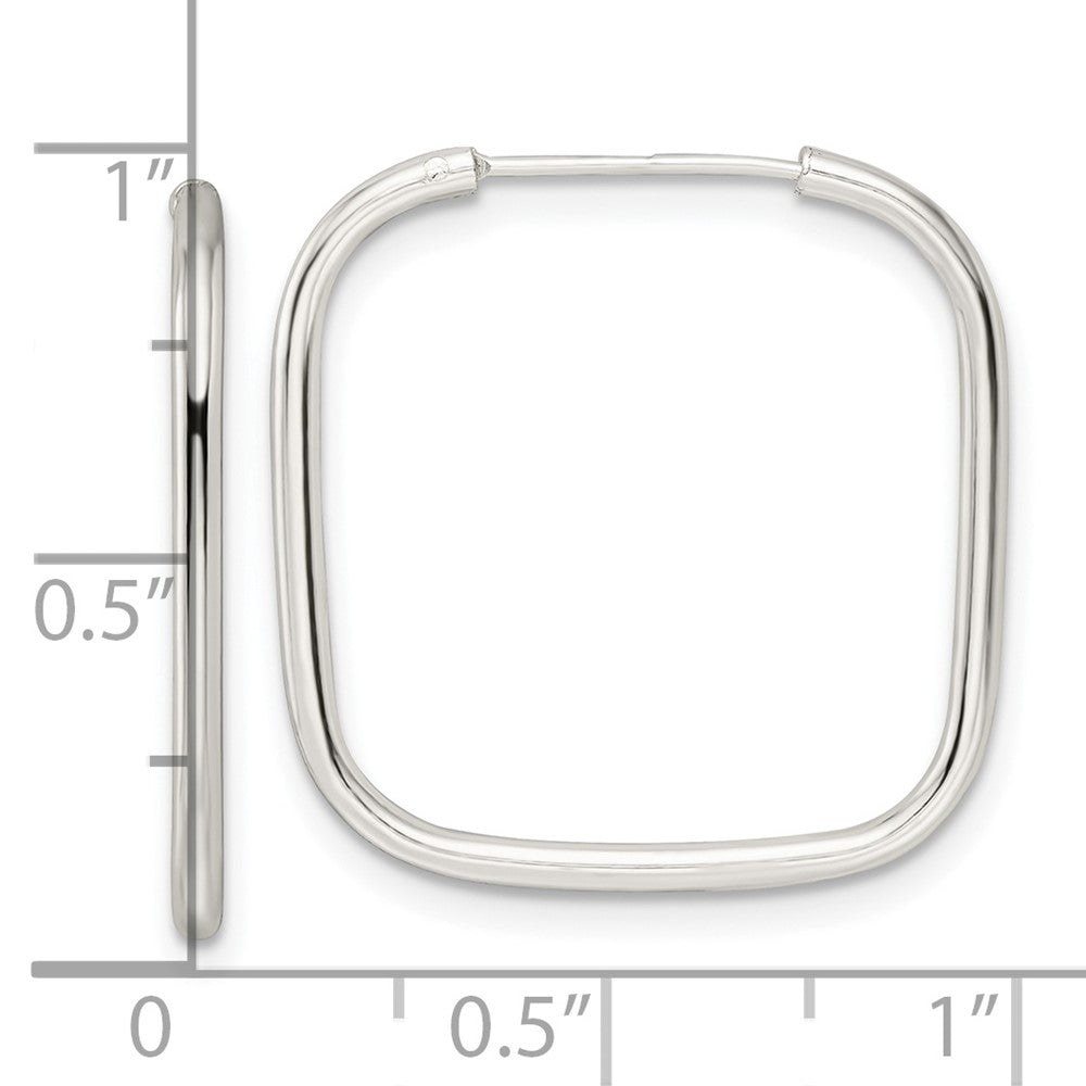 QE15828 Sterling Silver Polished 1.5mm Square Endless Tube Hoop Earrings