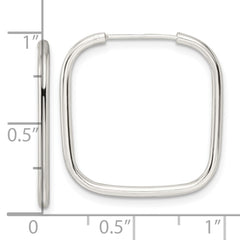 QE15828 Sterling Silver Polished 1.5mm Square Endless Tube Hoop Earrings