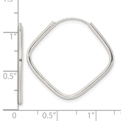 QE15830 Sterling Silver Polished Endless Square Hoop Earrings