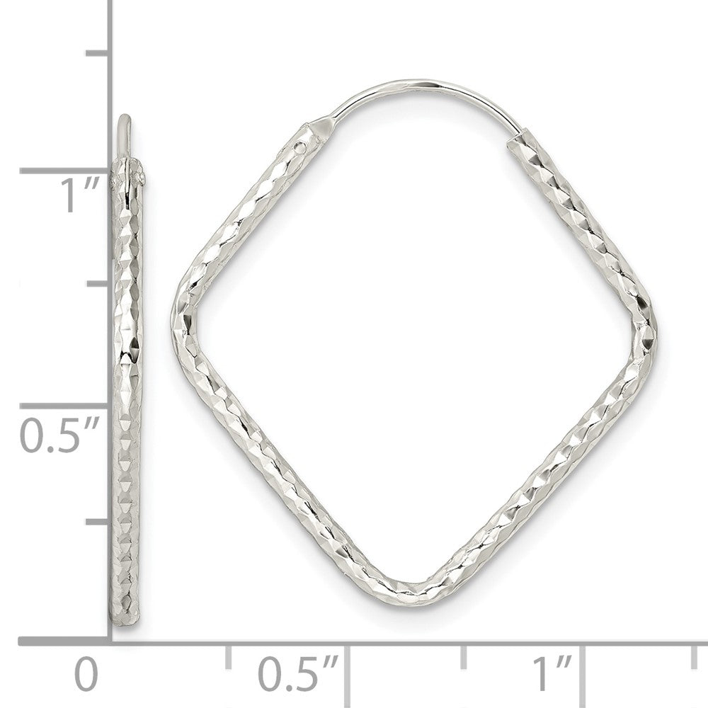 QE15831 Sterling Silver Polished D/C Endless Hoop Earrings