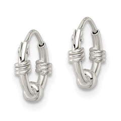 QE15832 Sterling Silver Polished Beaded Circle Endless Hoop Earrings
