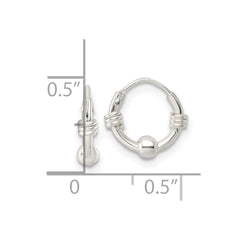 QE15832 Sterling Silver Polished Beaded Circle Endless Hoop Earrings
