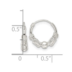 QE15834 Sterling Silver Polished Beaded Circle Endless Hoop Earrings