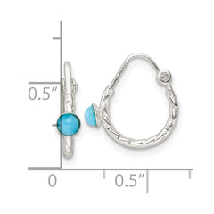 QE15835 Sterling Silver Polished Turquoise Endless Hoop Earrings
