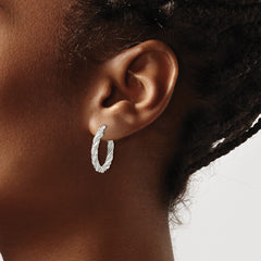 QE15843 Sterling Silver Polished Twisted Rope Hoop Earrings