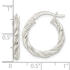 QE15843 Sterling Silver Polished Twisted Rope Hoop Earrings