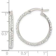 QE15859 Sterling Silver CZ Round Hoop Earrings