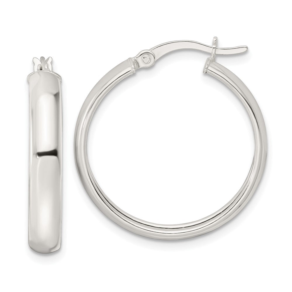 QE15860 Sterling Silver Polished Hoop Earrings