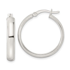 QE15860 Sterling Silver Polished Hoop Earrings