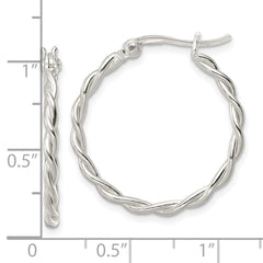 QE15878 Sterling Silver Polished Twisted Hoop Earrings
