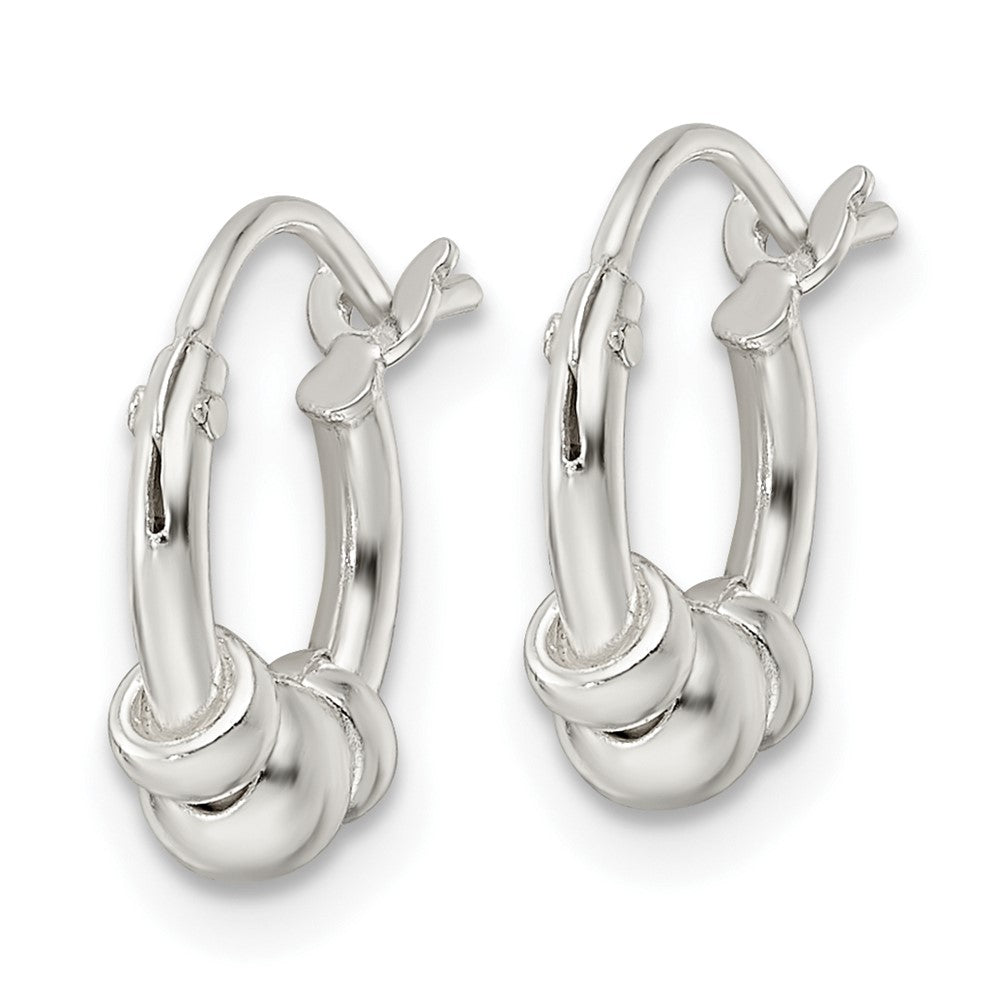 QE15897 Sterling Silver Polished Beaded Circle Hoop Earrings