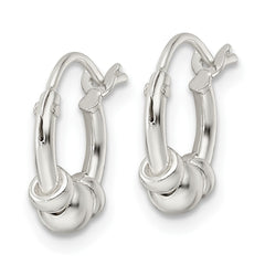 QE15897 Sterling Silver Polished Beaded Circle Hoop Earrings