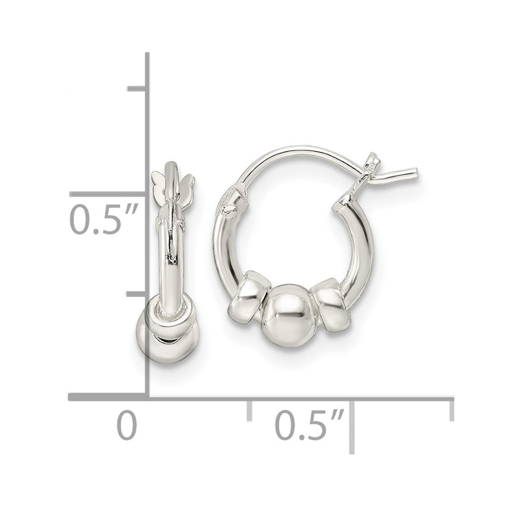 QE15897 Sterling Silver Polished Beaded Circle Hoop Earrings
