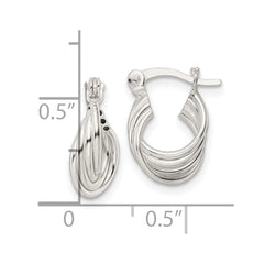 QE15903 Sterling Silver Polished Triple Circle Hoop Earrings