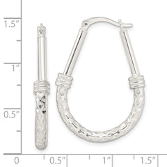 QE15910 Sterling Silver Polished Fancy Oval Hoop Earrings